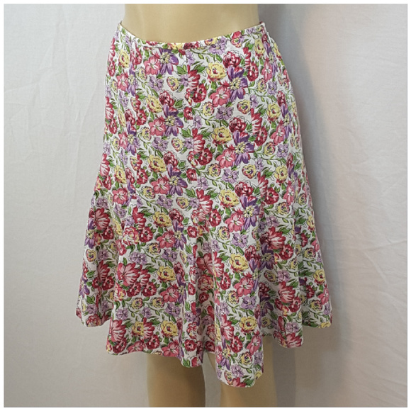 LOFT, Floral Linen Gored Skirt, size 10 - Picture 5 of 8